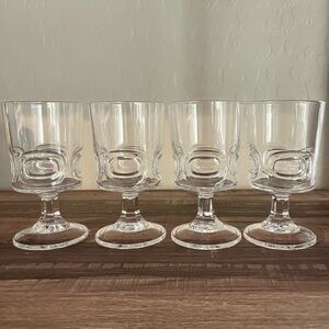 Set of 4 Vintage Durand Cristal D'Arques Ecusson Crystal Cordial Glasses 4.5”